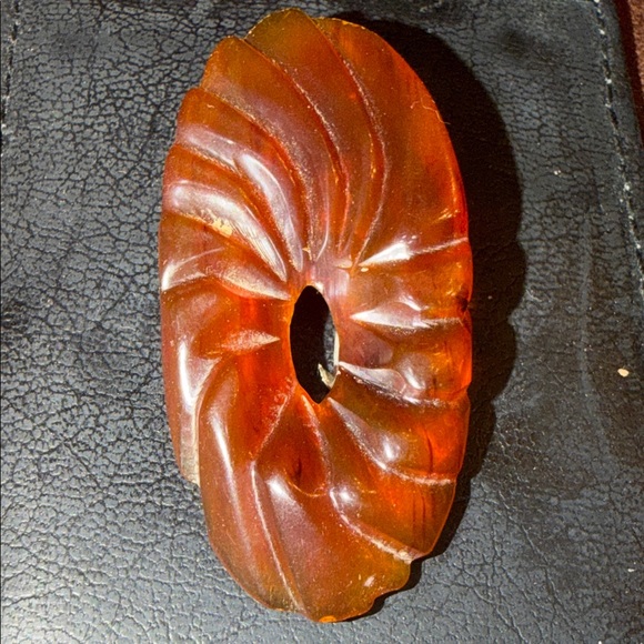 bakelite Jewelry - BAKELITE dress clip “apple juice” amber color🐈‍⬛ #1